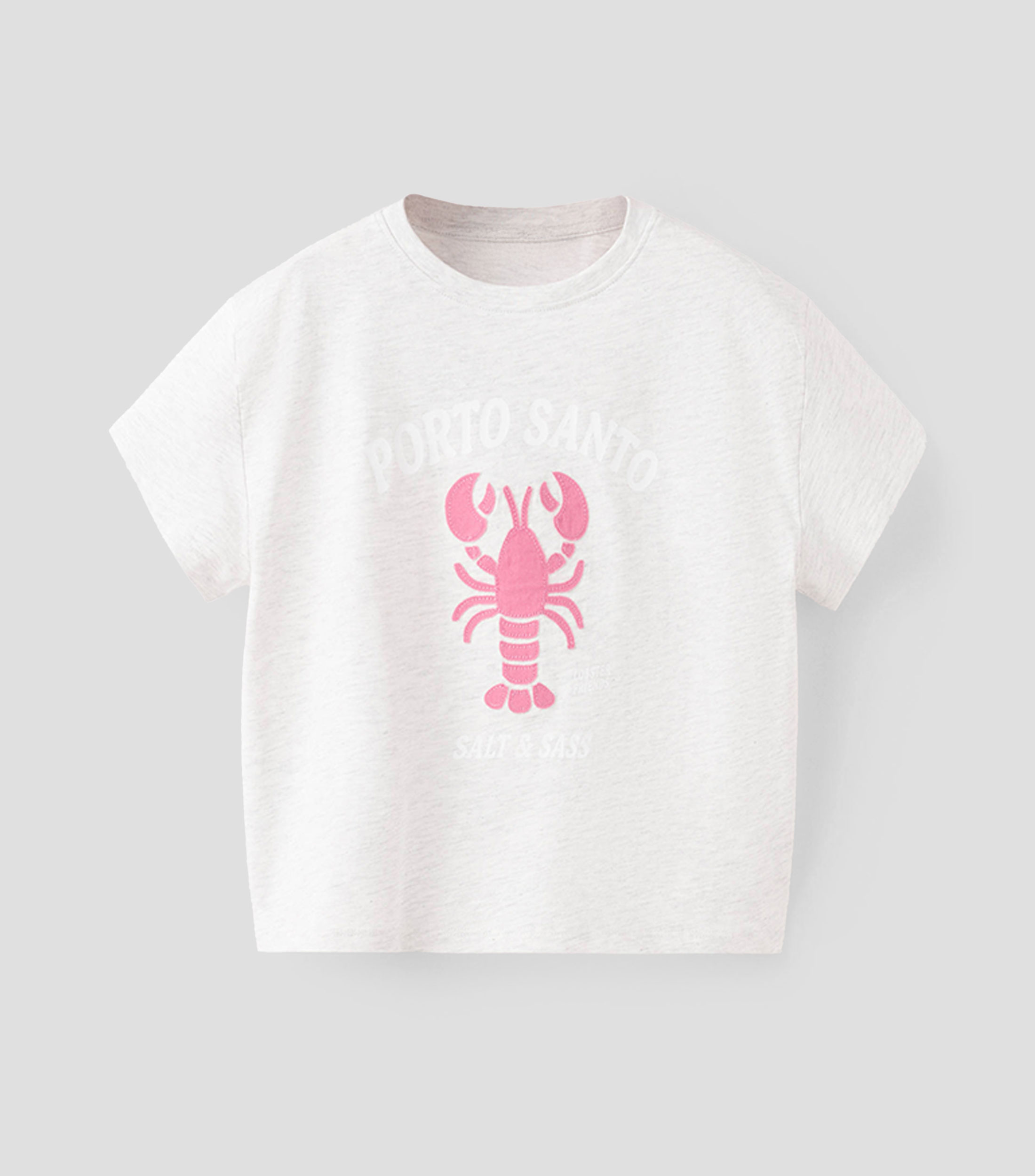 Playera cuello redondo manga corta jaspeada Niña